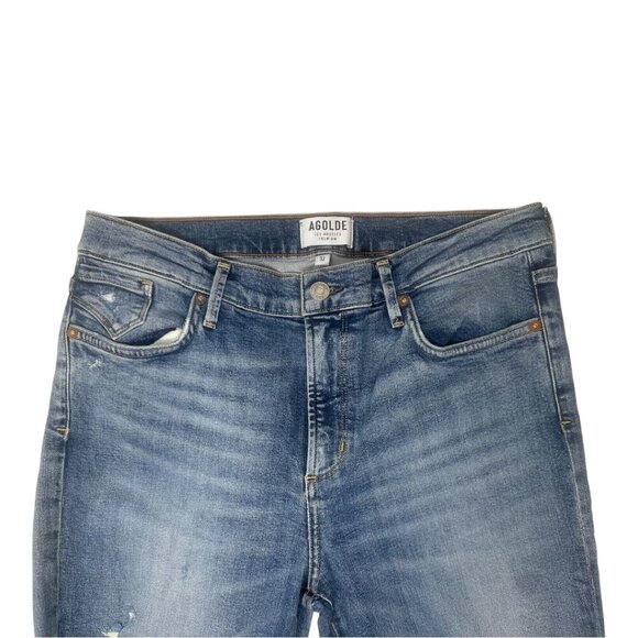Agolde Sophie High Rise Skinny Crop Distressed Jeans Size 32 In Outsider Wash - Picture 7 of 14